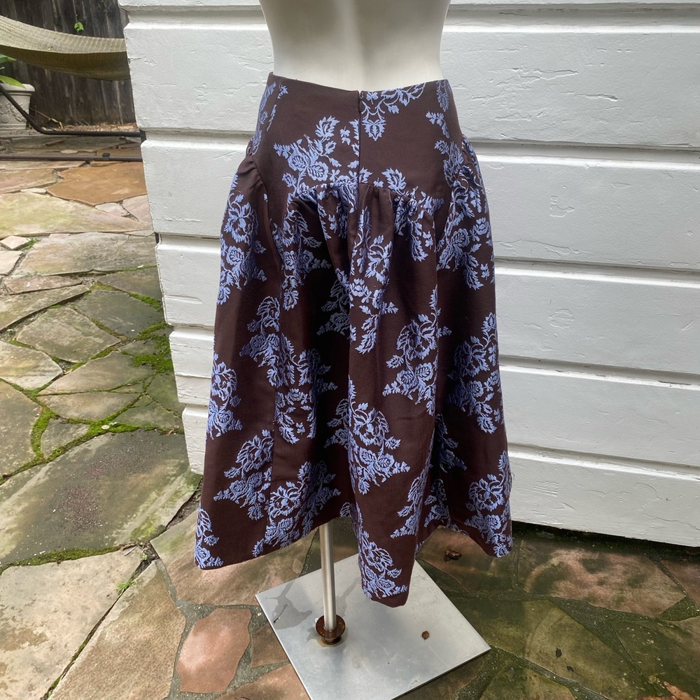 By Anthropologie Brocade Midi Elegant Brown Patterned Skirt NWT 2P - Picture 13 of 16